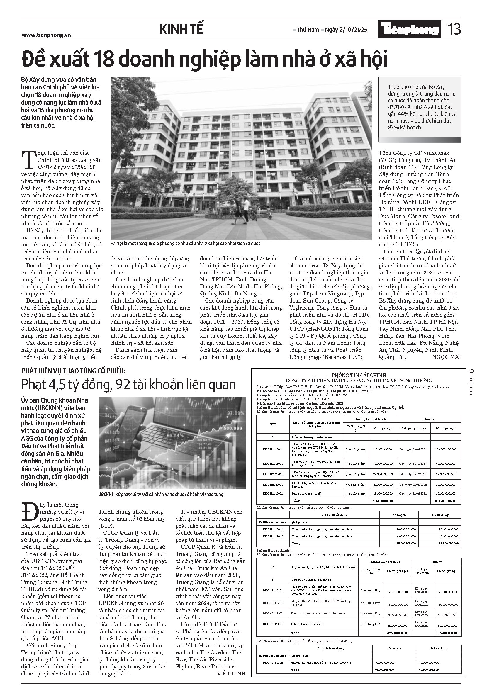 ĐĂNG BÁO CẢI CHÍNH THỨ NĂM NGÀY 2/10/2025