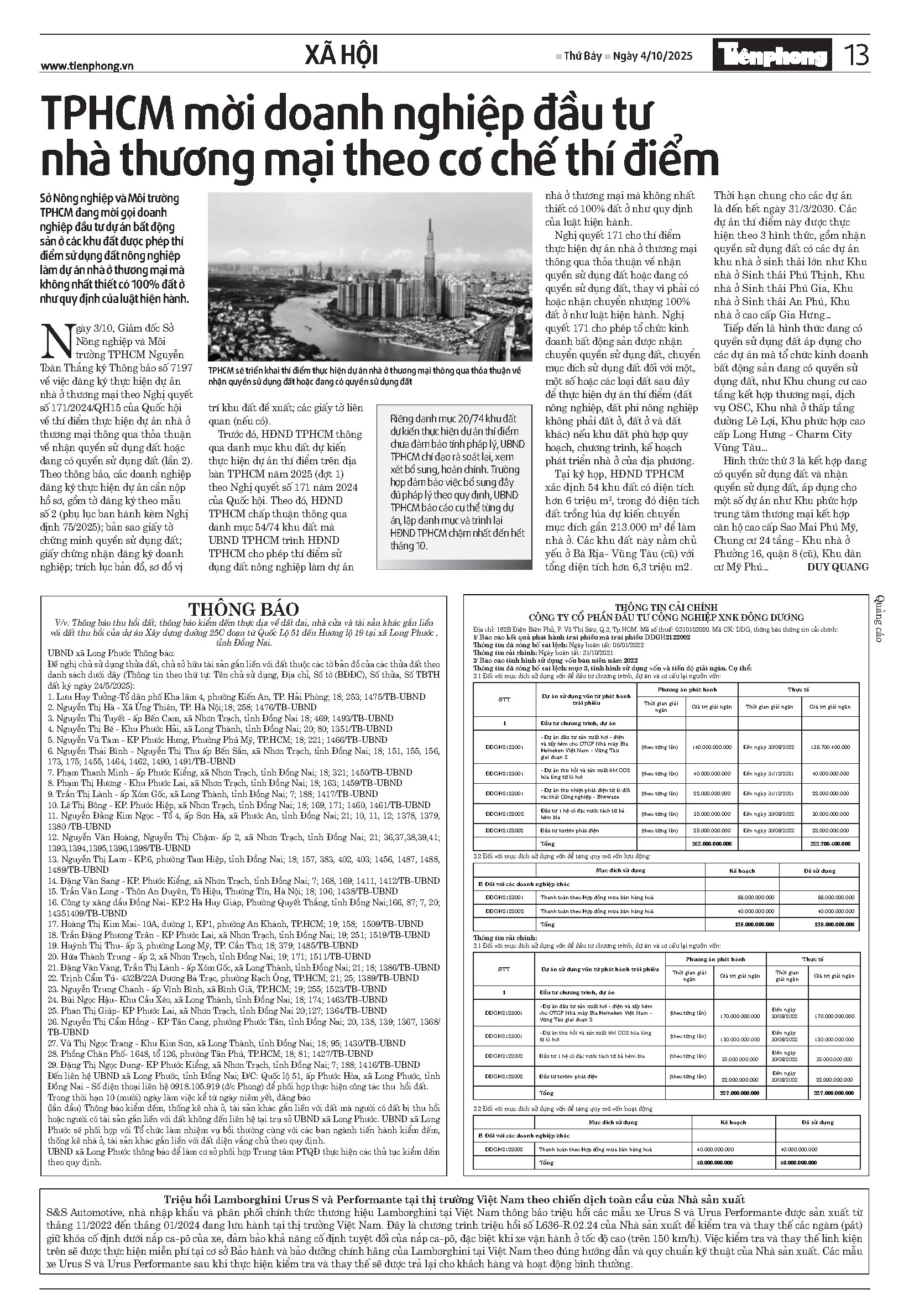 ĐĂNG BÁO CẢI CHÍNH THỨ BẢY NGÀY 04/10/2025