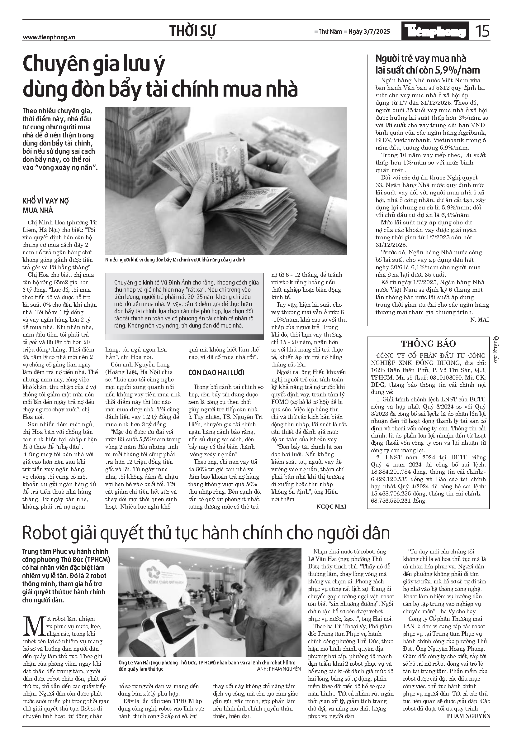 ĐĂNG BÁO CẢI CHÍNH THỨ 5 07/07/2025